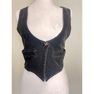 Vintage Y2K Monarchy Corduroy Vest  Cropped Grunge Layering Top Edgy Rock Girl